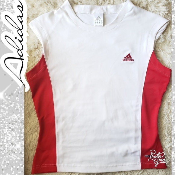 adidas Tops - Adidas medium top shirt red white work out
